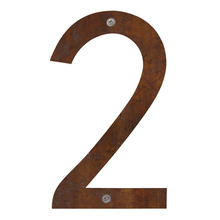 Husnummer 2 stål rustlook 25 cm